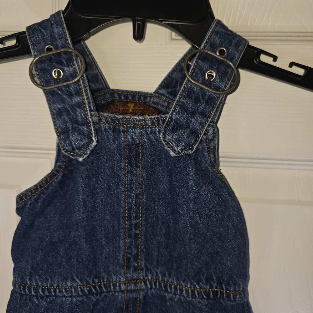 Denim Blue and White Girls Jumper Dress 7‎ For All Mankind 18mos - Picture 2 of 8